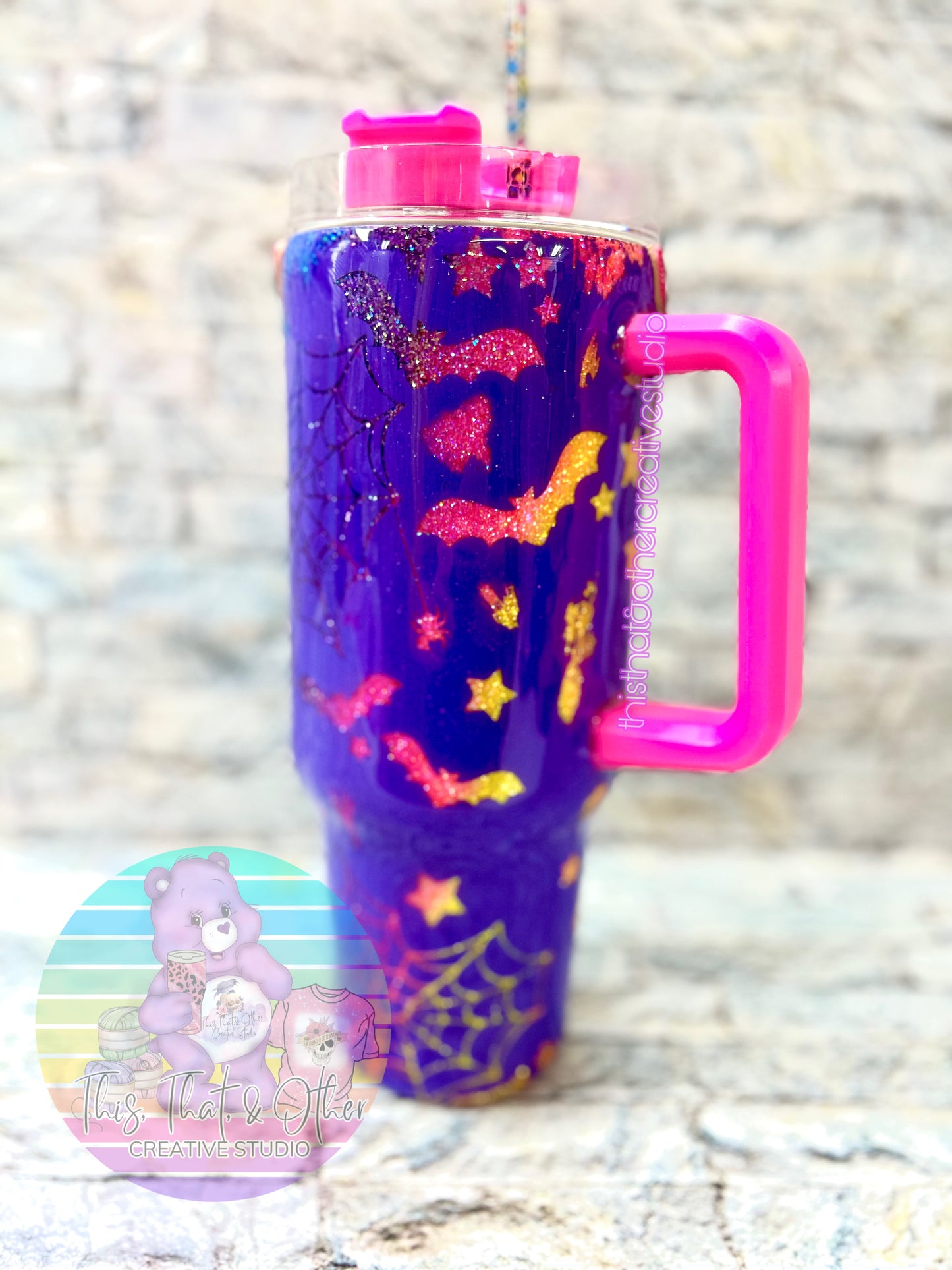 Haunt Mess Glitter Zipper Tumbler