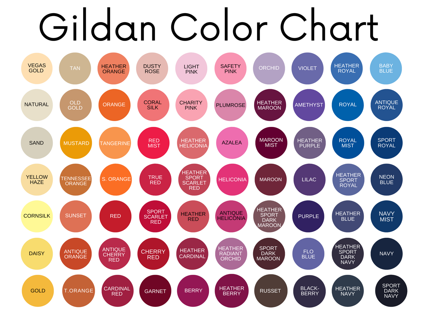 COLOR CHARTS- Pick color from attached charts