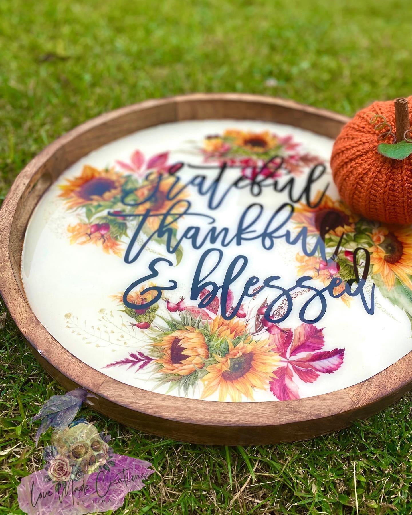 Grateful, Thankful, Blessed, Fall Serving Tray