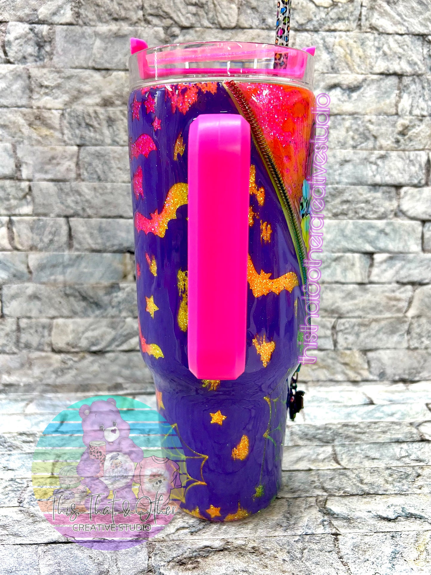 Haunt Mess Glitter Zipper Tumbler