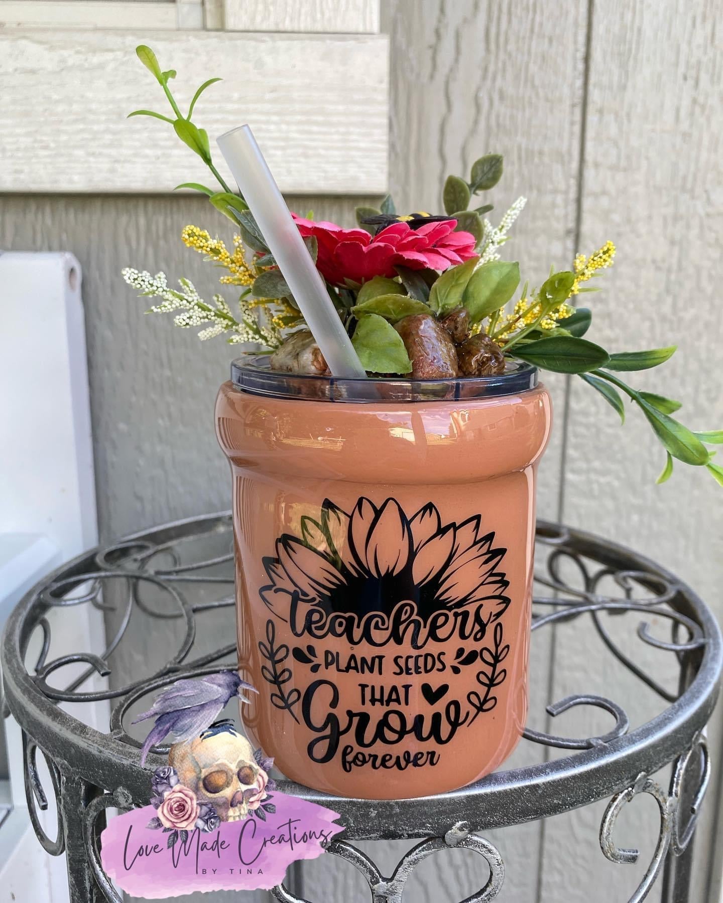 Teacher Flower Pot Mini Tumbler