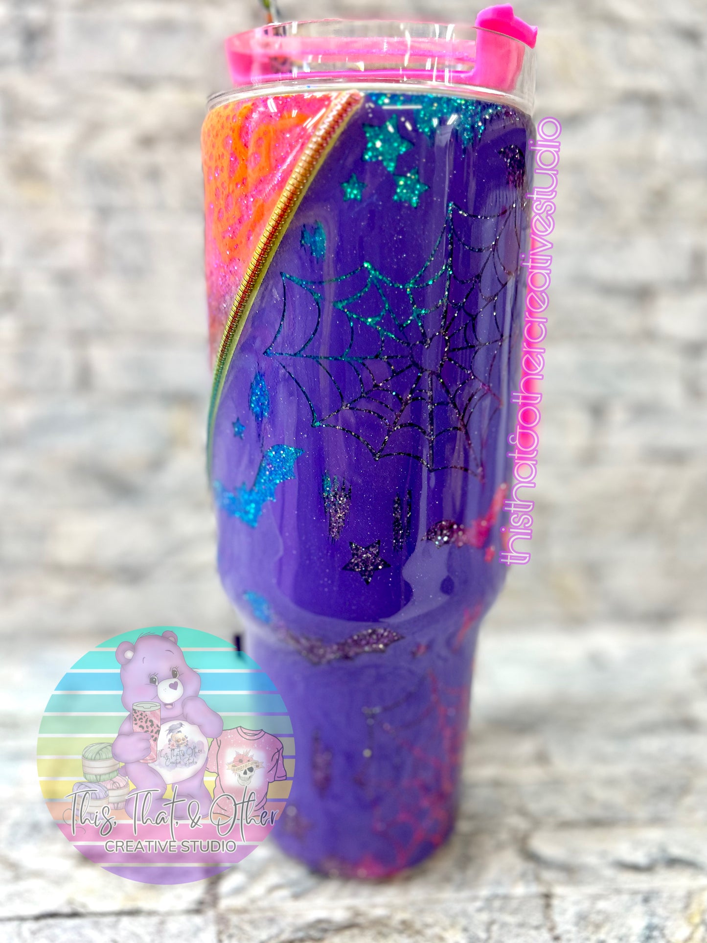 Haunt Mess Glitter Zipper Tumbler