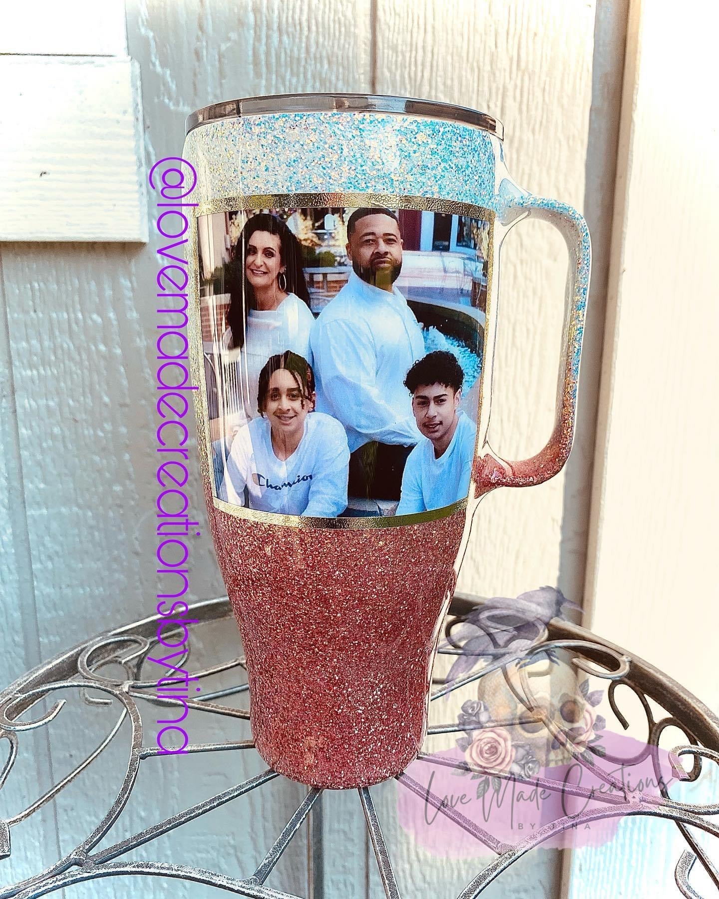 Glitter Ombré Custom Picture Handle Tumbler