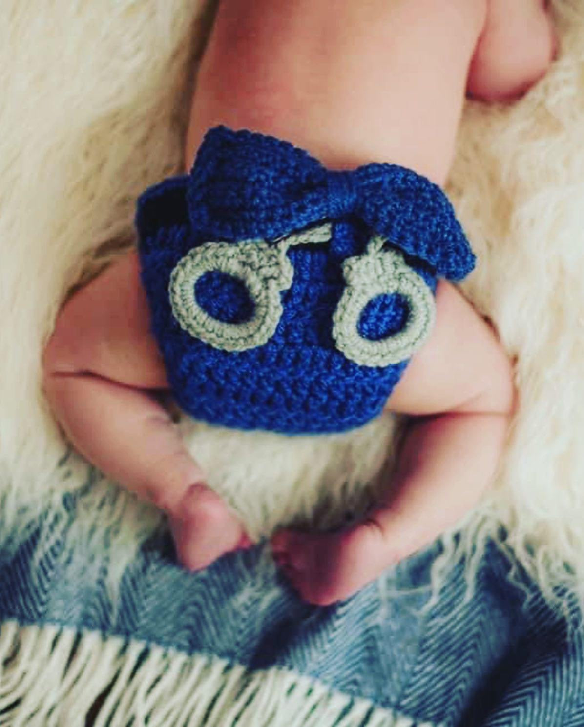 Little Officer Crochet Diaper Cover set