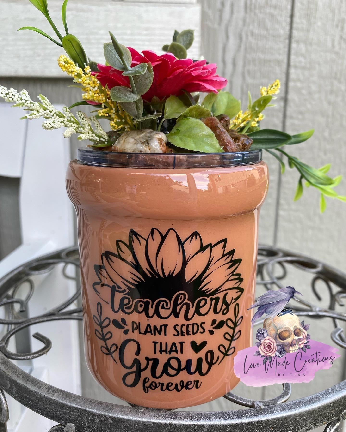 Teacher Flower Pot Mini Tumbler