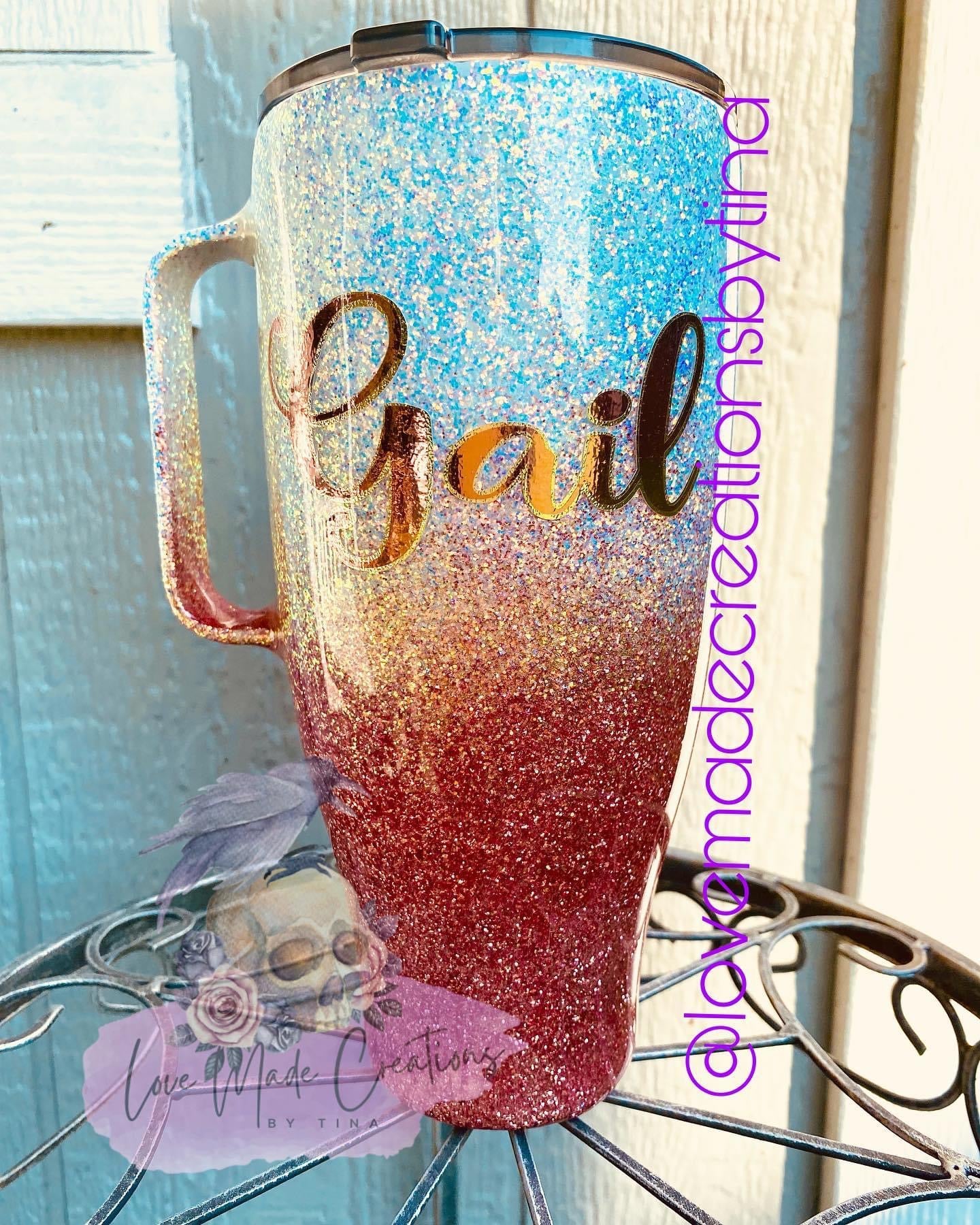 Glitter Ombré Custom Picture Handle Tumbler