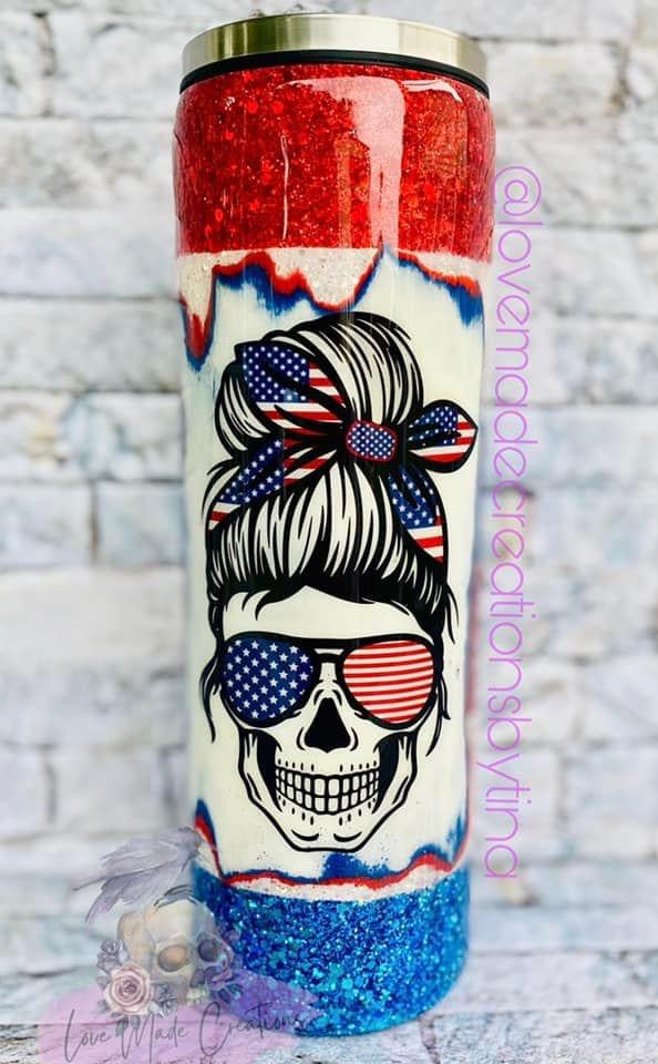 American Woman Skull Tumbler