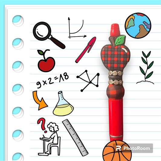 Teacher Red Plaid Pen