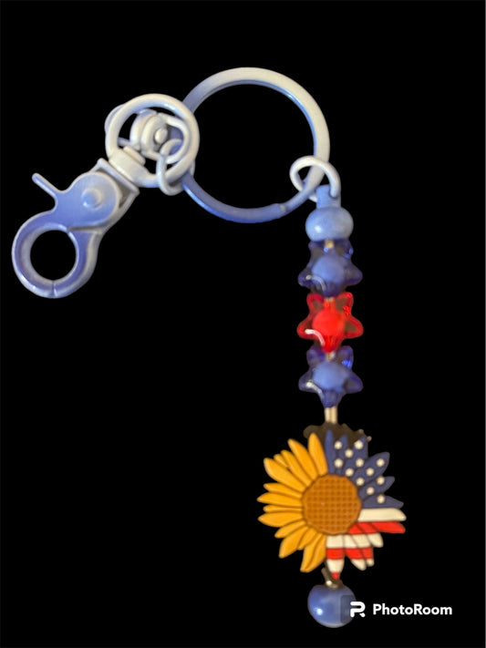 4th of July Sunflower Key Chain