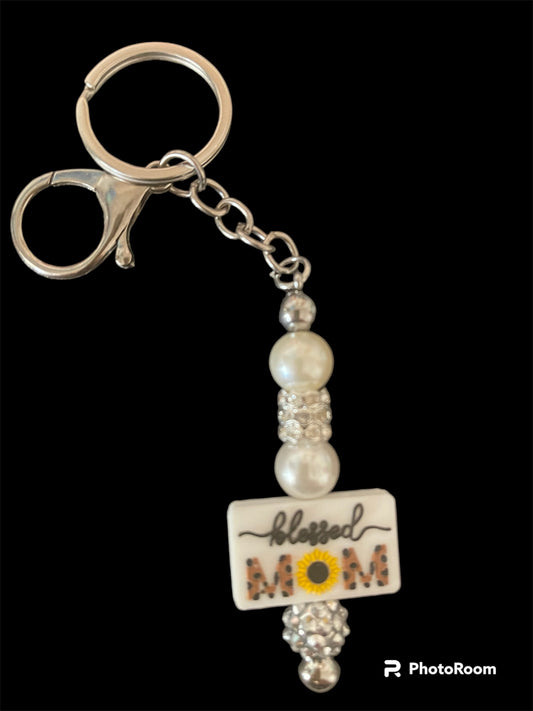 Blessed Mom Pearl Key Chain