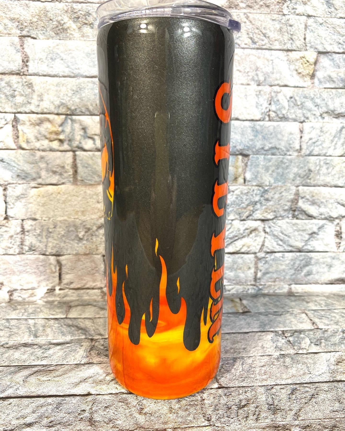 Flame Skull Real Wrench Handle Tumbler