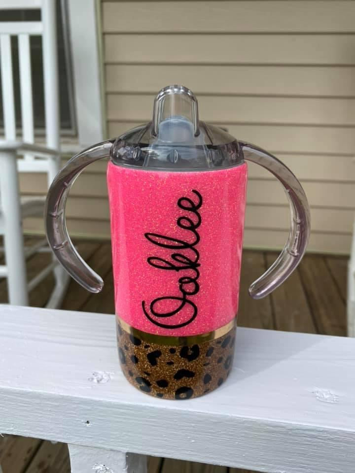 Glittered Leopard Print Tumbler