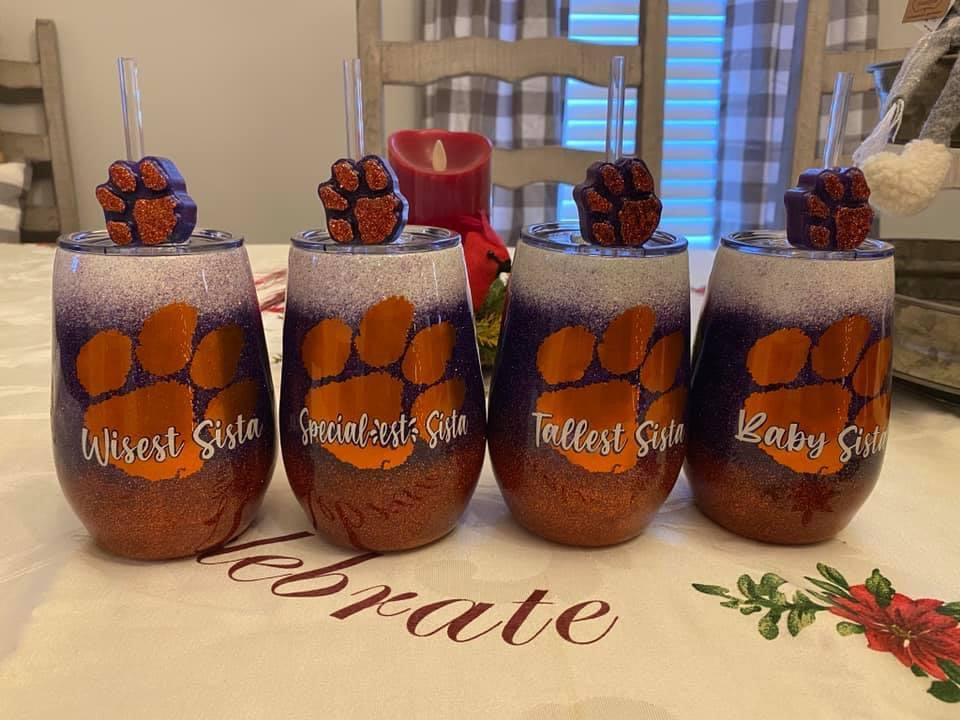 Glittered Favorite Team Wine Tumblers