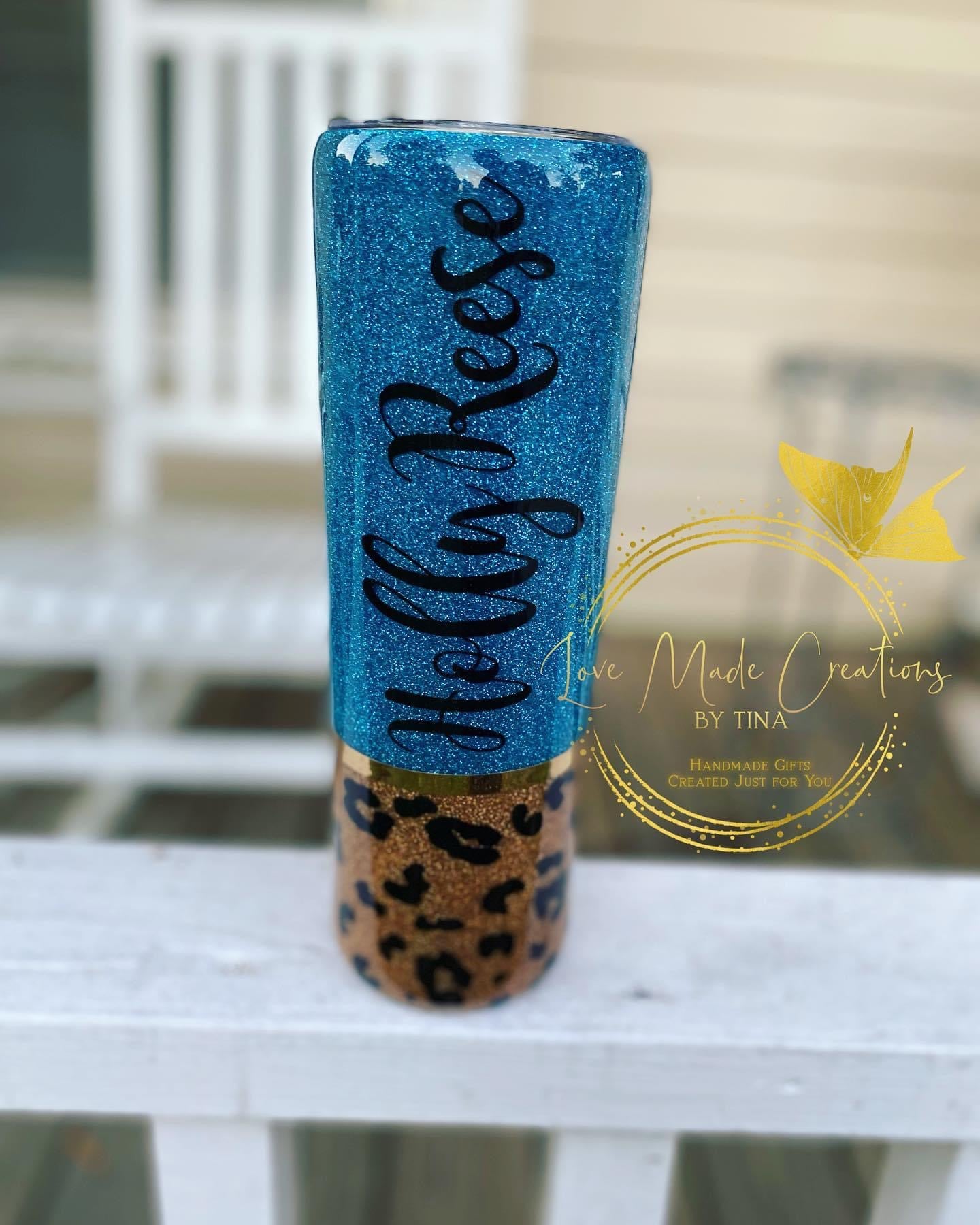 Glittered Leopard Print Tumbler