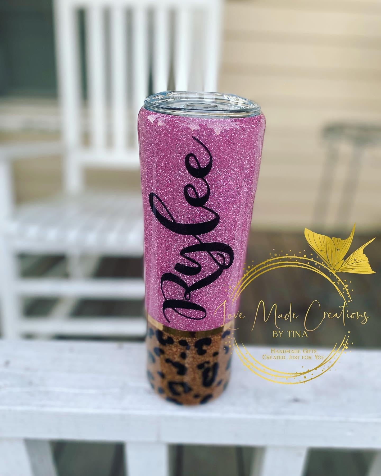 Glittered Leopard Print Tumbler