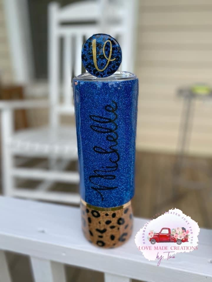 Glittered Leopard Print Tumbler