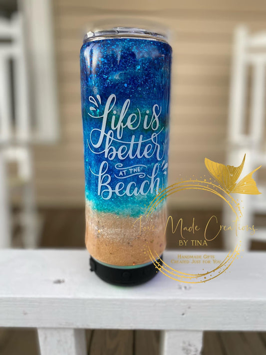 Life’s Better at the Beach Speaker Tumbler