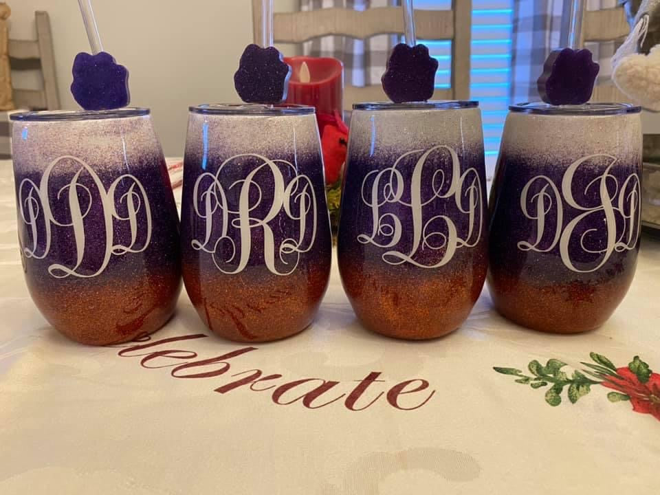 Glittered Favorite Team Wine Tumblers