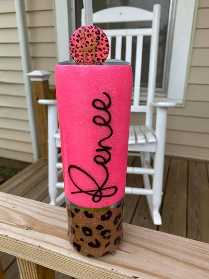 Glittered Leopard Print Tumbler