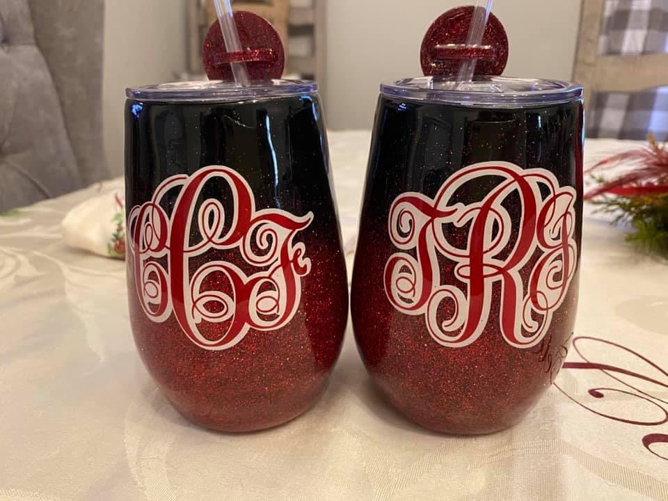 Glittered Favorite Team Wine Tumblers