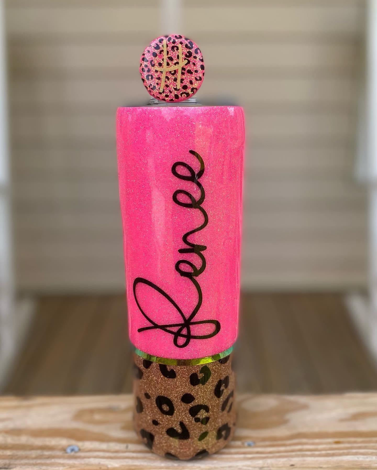 Glittered Leopard Print Tumbler