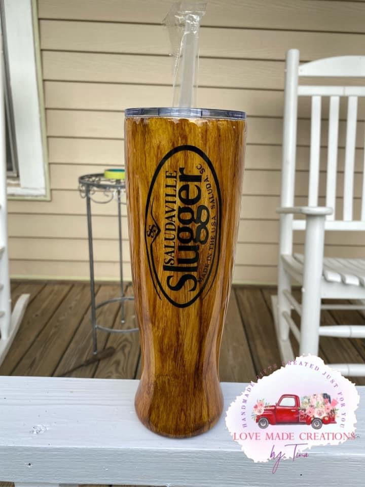 Baseball Bat Woodgrain tumbler