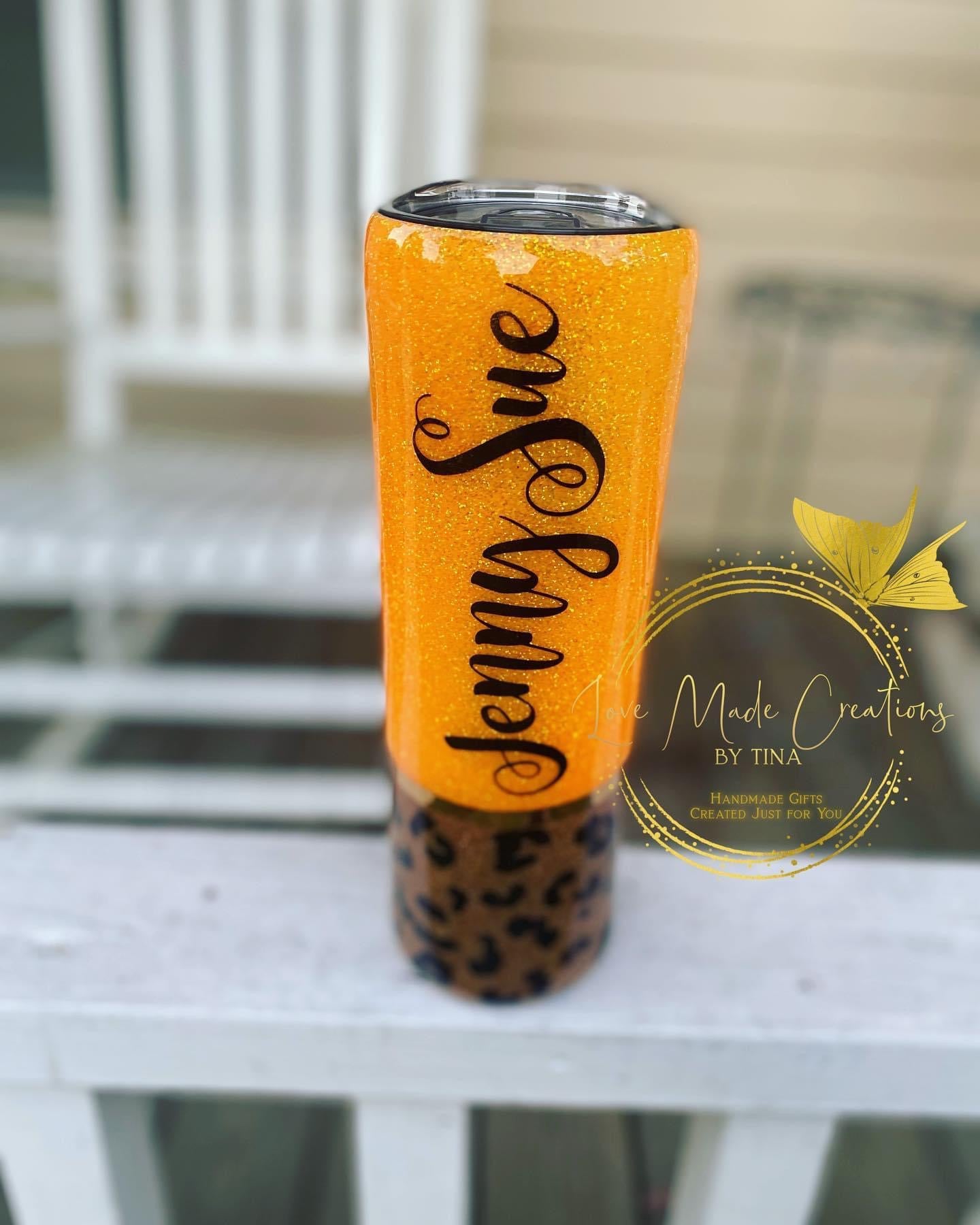 Glittered Leopard Print Tumbler