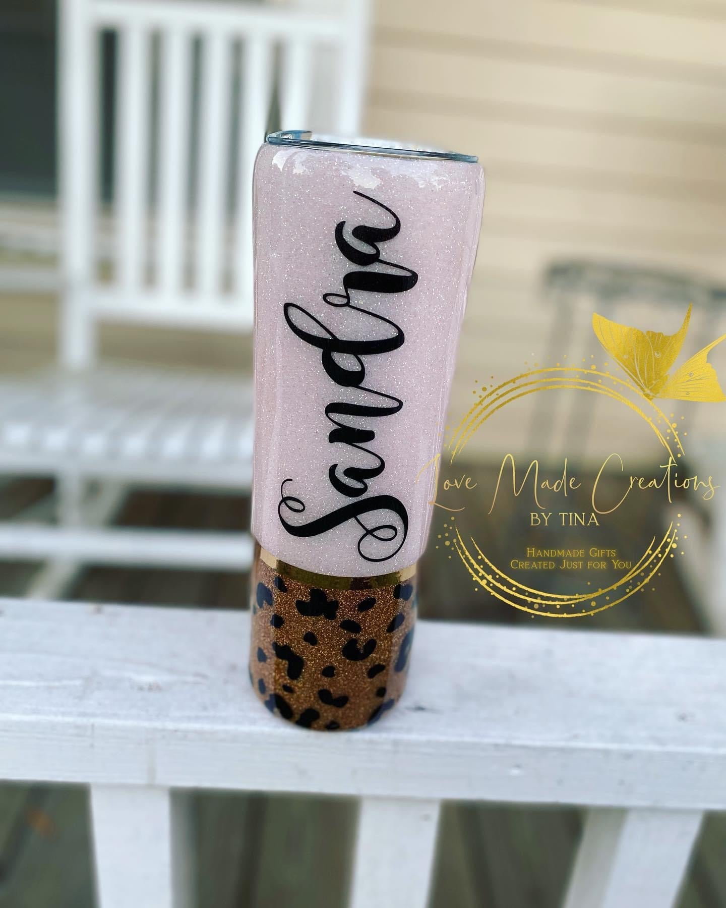 Glittered Leopard Print Tumbler