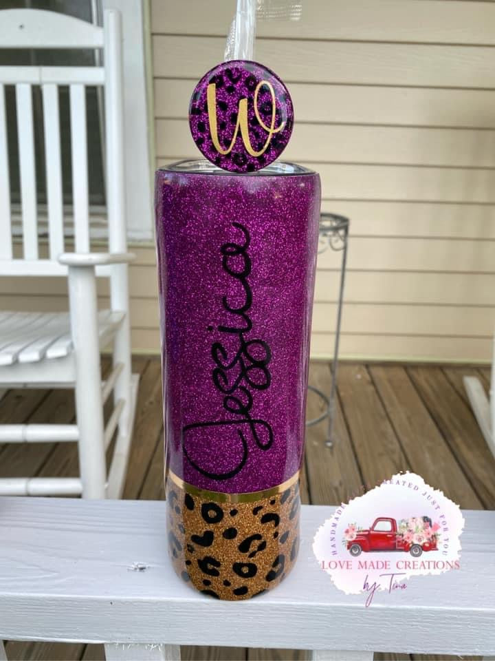 Glittered Leopard Print Tumbler