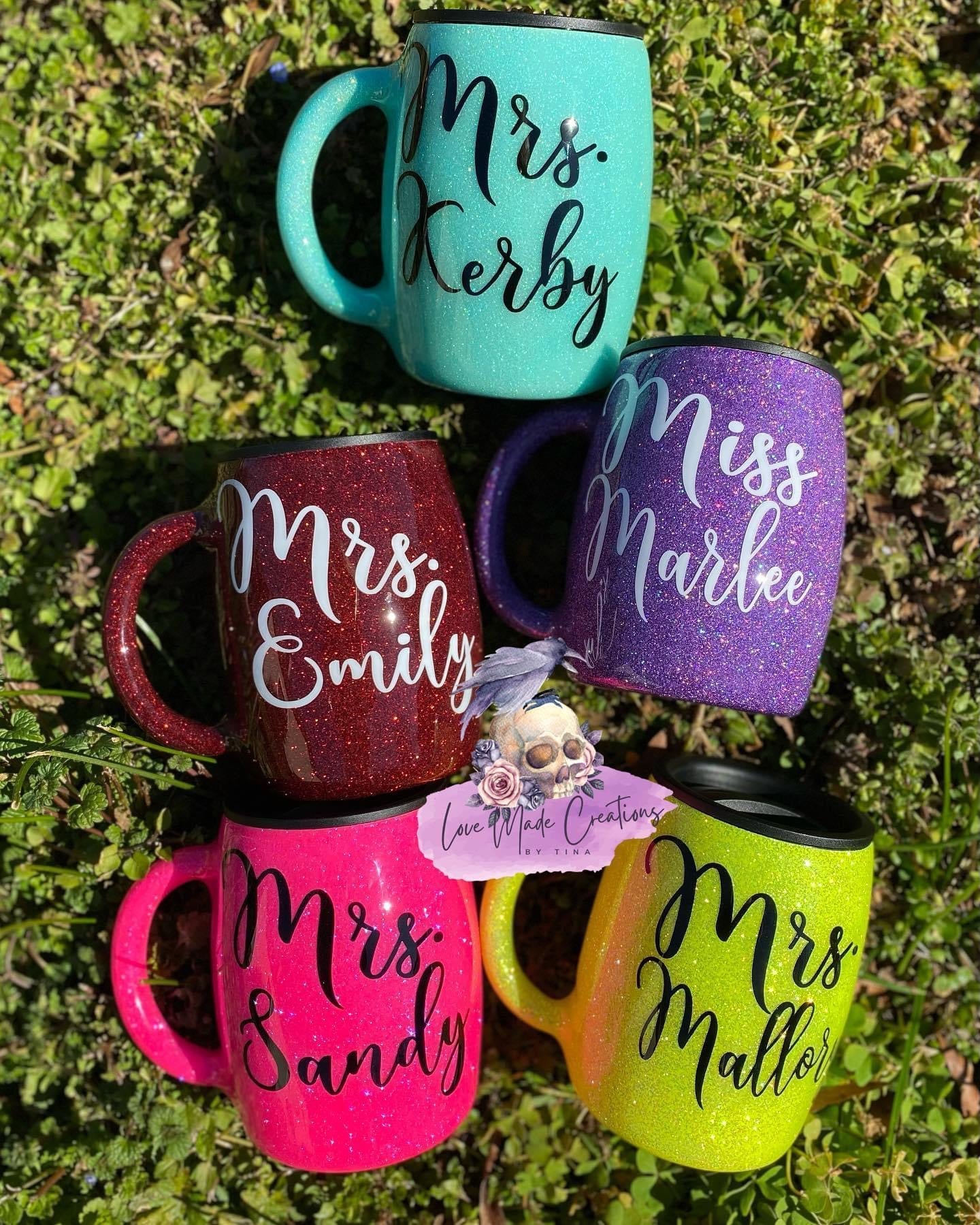 Personalized Glitter Mugs