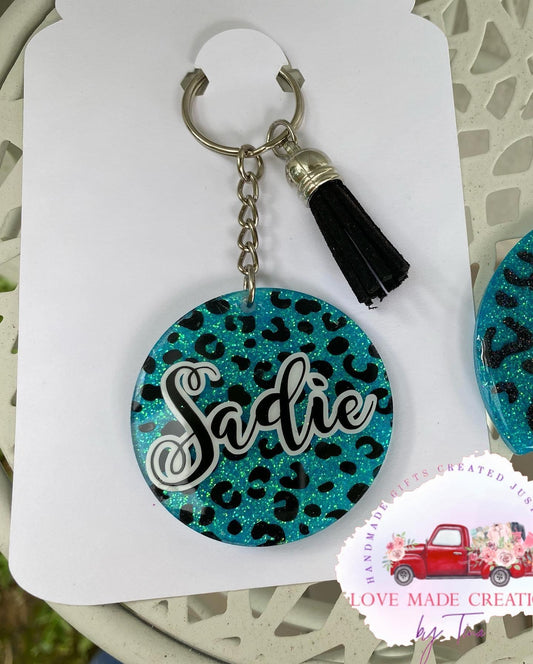 Leopard Print personalized keychain