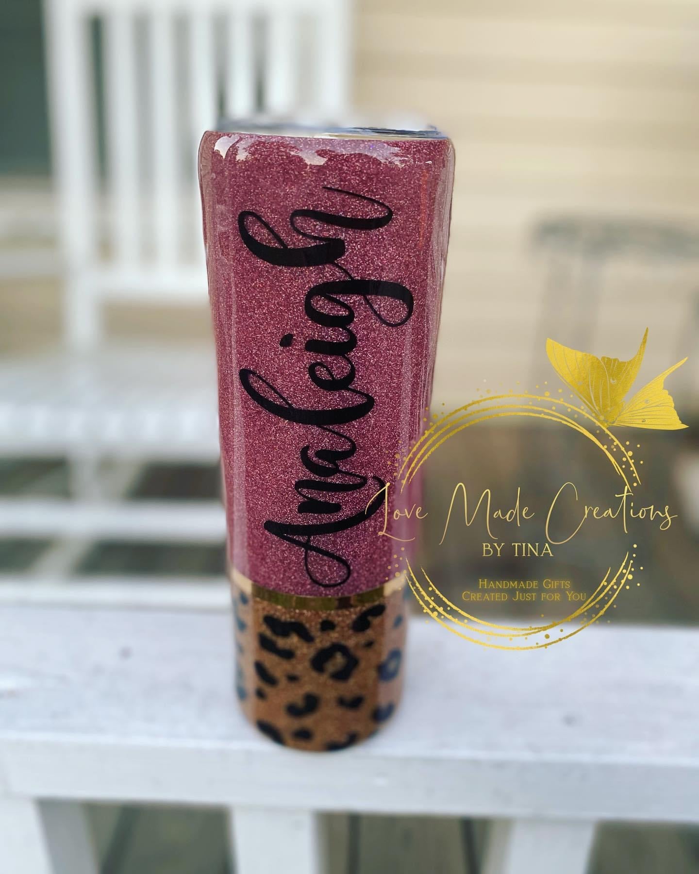 Glittered Leopard Print Tumbler