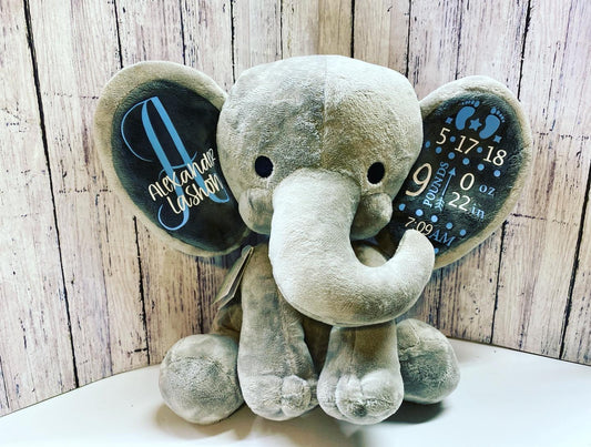 Birth Stat Personalized Plush Elephant