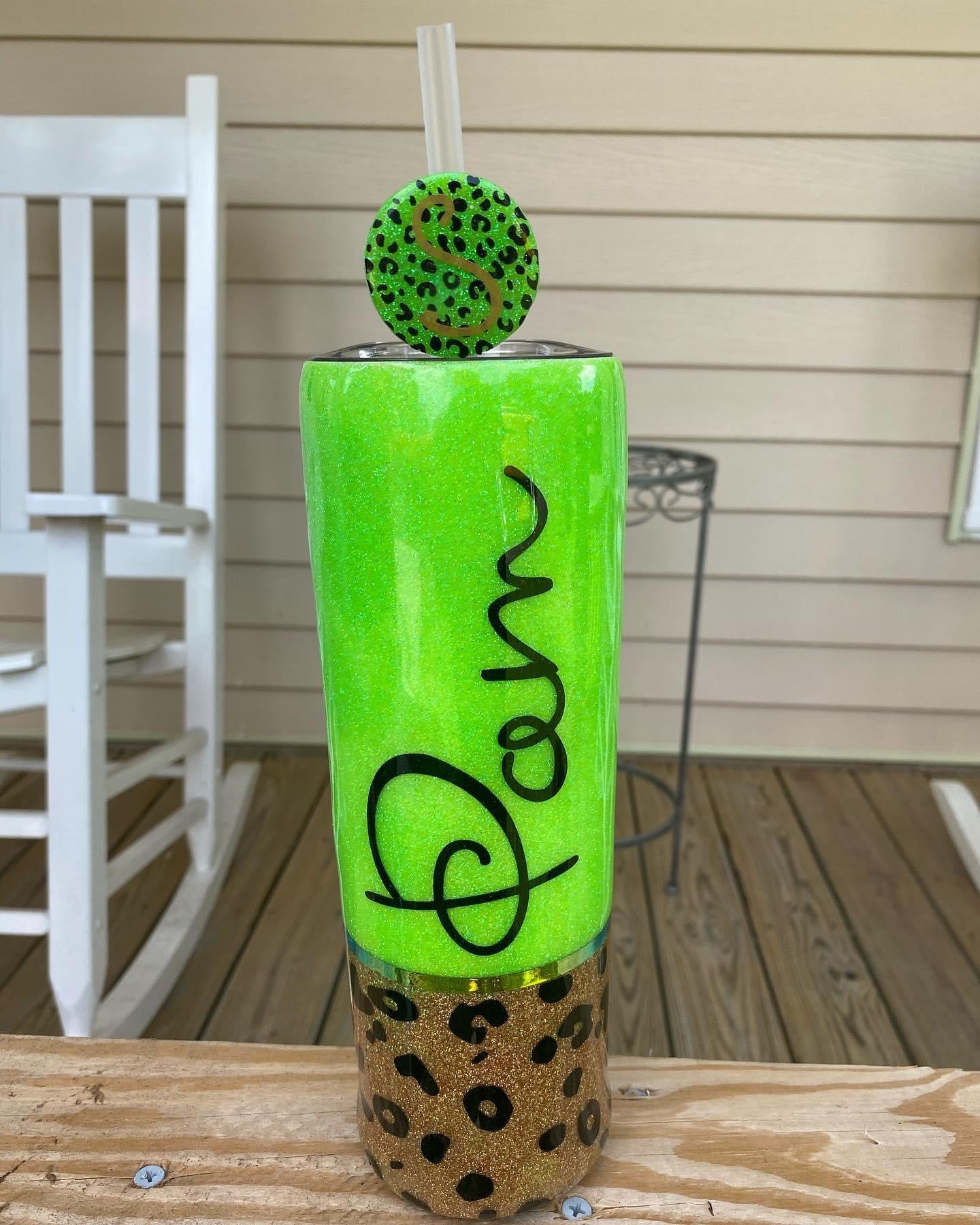 Glittered Leopard Print Tumbler