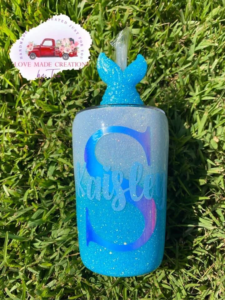 Glittered Kids Initial and Name Tumbler