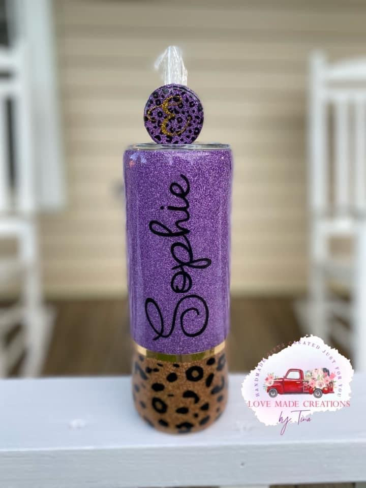 Glittered Leopard Print Tumbler