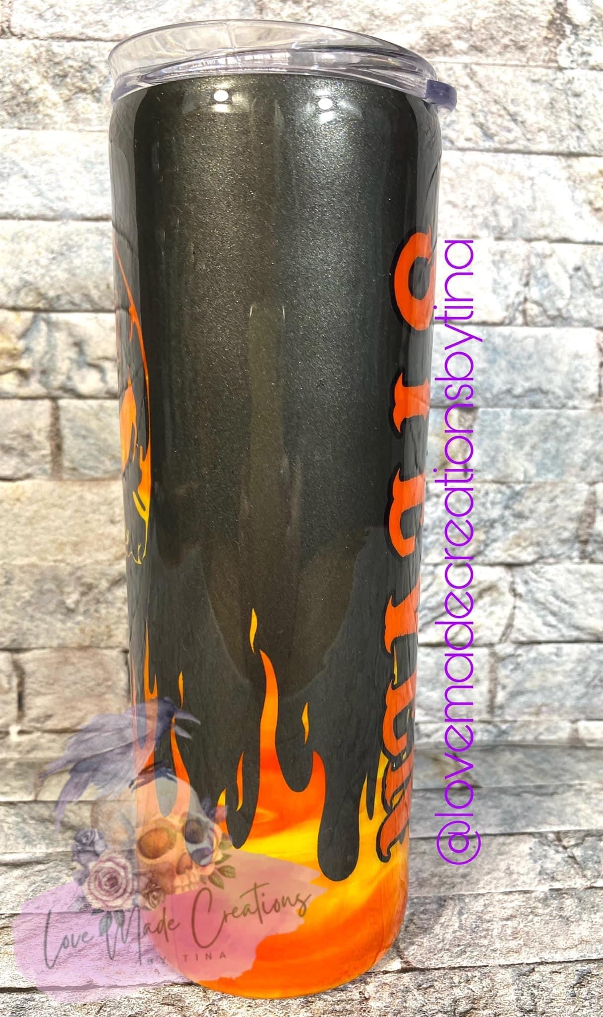 Flame Skull Real Wrench Handle Tumbler