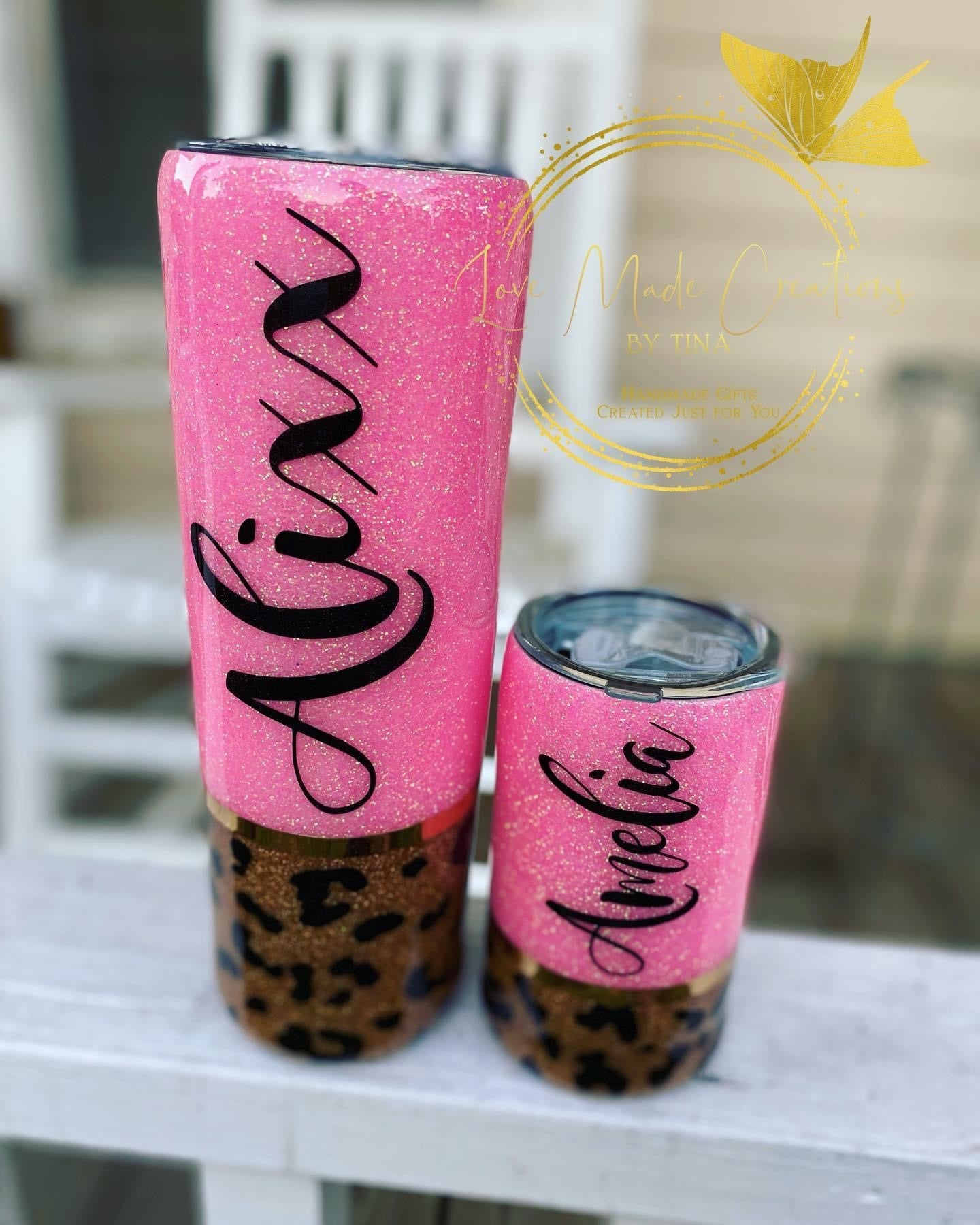 Glittered Leopard Print Tumbler