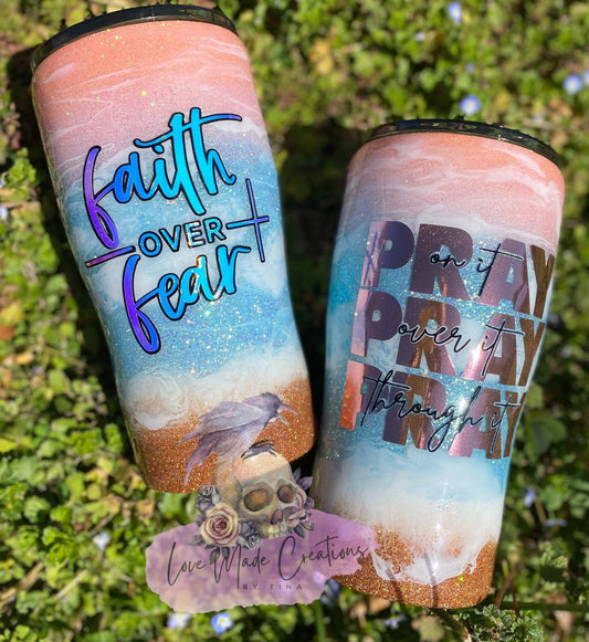 Pastel Glittered Beach Tumbler